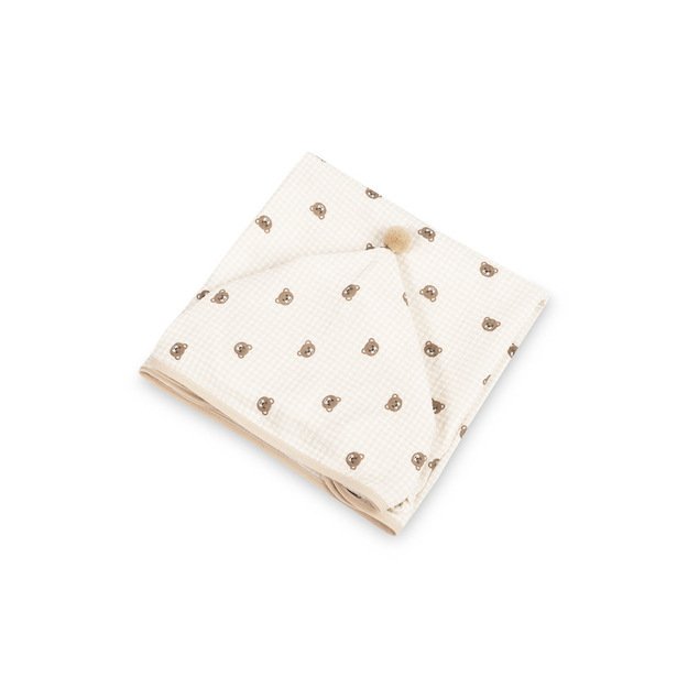BATH PONCHO MUSLIN BEARS BEIGE 1