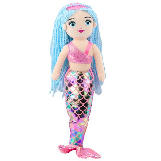 Plush Mermaid Cuddly Toy Holographic Tail Pink-Blue 48cm 1