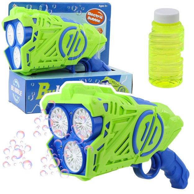 Battery Operated Bubble Gun LED Lights Blue-Green