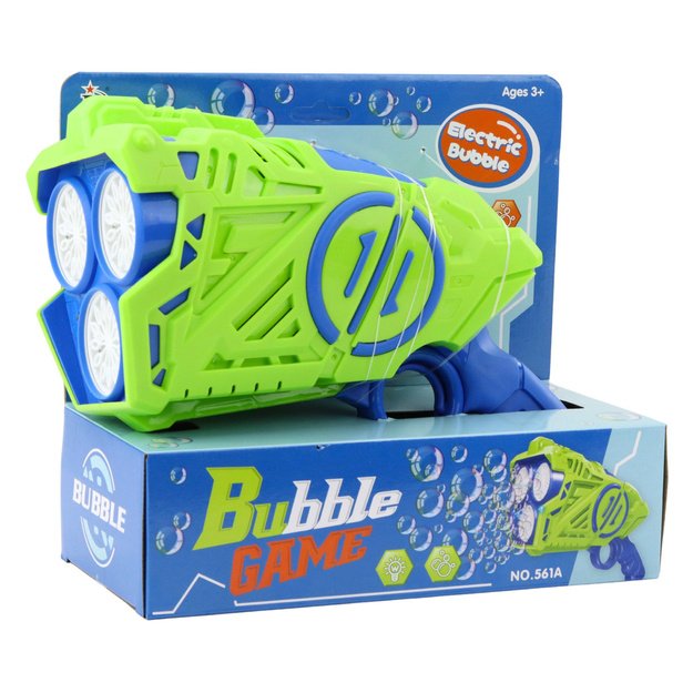 Battery Operated Bubble Gun LED Lights Blue-Green 3