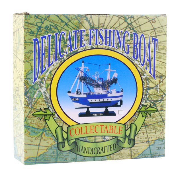 Collectible Model Ship Fishing Boat Flying Lady Blue 24x23cm 3