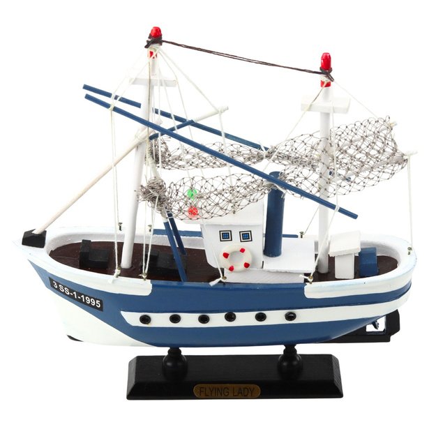 Collectible Model Ship Fishing Boat Flying Lady Blue 24x23cm 2