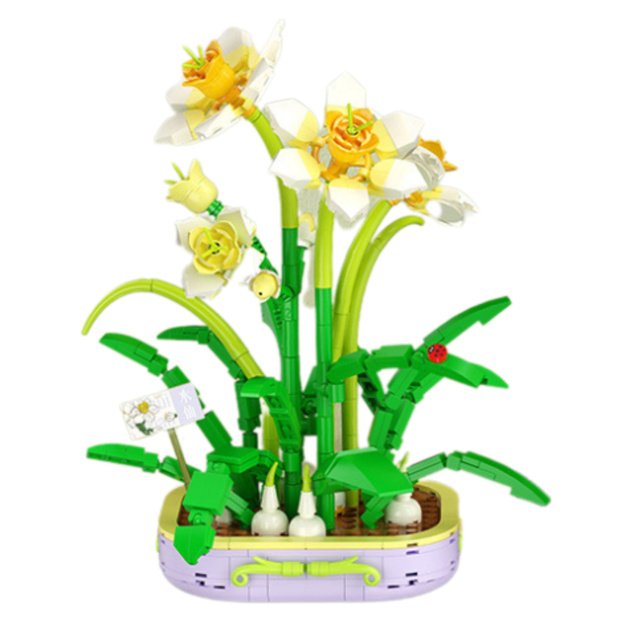 Construction Blocks Flower in Pot Narcissus Yellow and White 623 pcs. 1