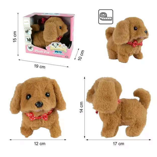 Interactive plush puppy with a leash, barks, wags its tail