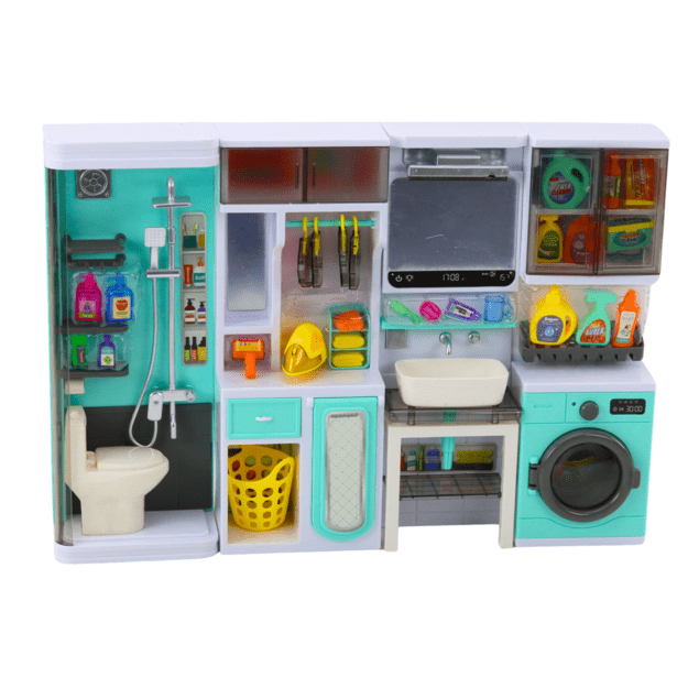 Bathroom Play Set 4in1 Shower Toilet Washing Machine Accessories