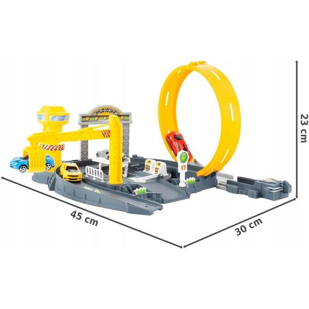 Car launch track with 4 cars