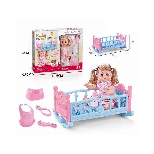 Doll bed with doll and accessories