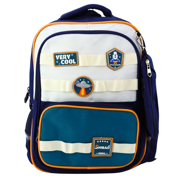 School Backpack Space Patches With Pencil Case Navy Blue 16L
