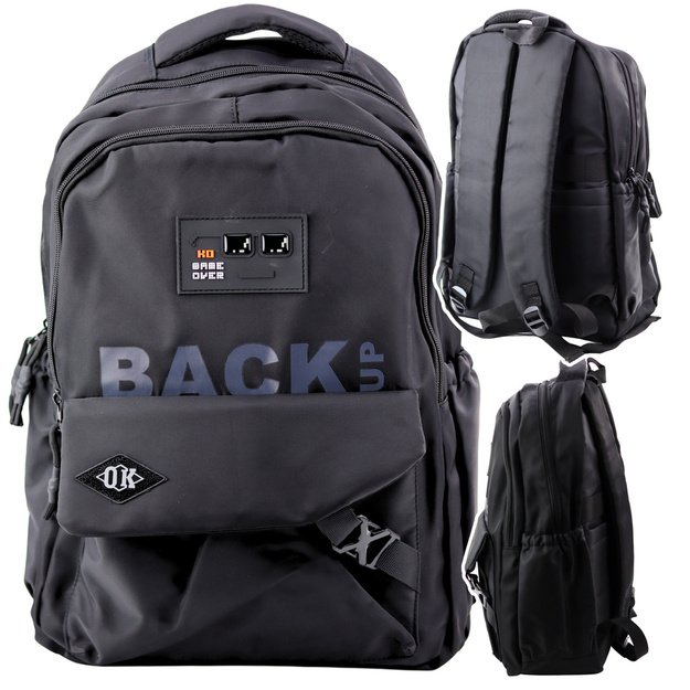 City School Backpack 6 Pockets Back Up Black 23L 46cm 3