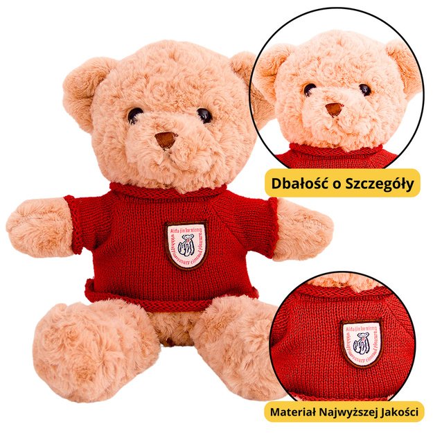 Plush Mascot Cuddly Toy Teddy Bear Beige Red Sweater 40cm 1