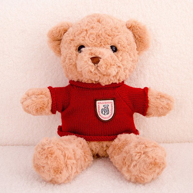 Plush Mascot Cuddly Toy Teddy Bear Beige Red Sweater 40cm 2
