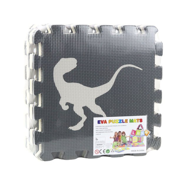 Soft Puzzle Educational Mat Dinosaurs EVA Foam Beige Gray 9 pcs. 3