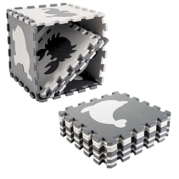 Soft Puzzle Educational Mat Dinosaurs EVA Foam Beige Gray 9 pcs. 1