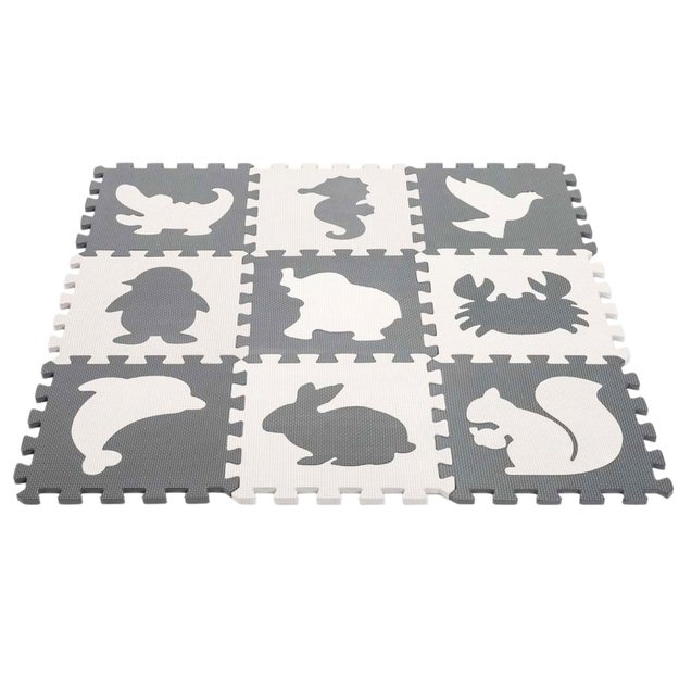Soft Puzzle Educational Mat Dinosaurs EVA Foam Beige Gray 9 pcs. 2
