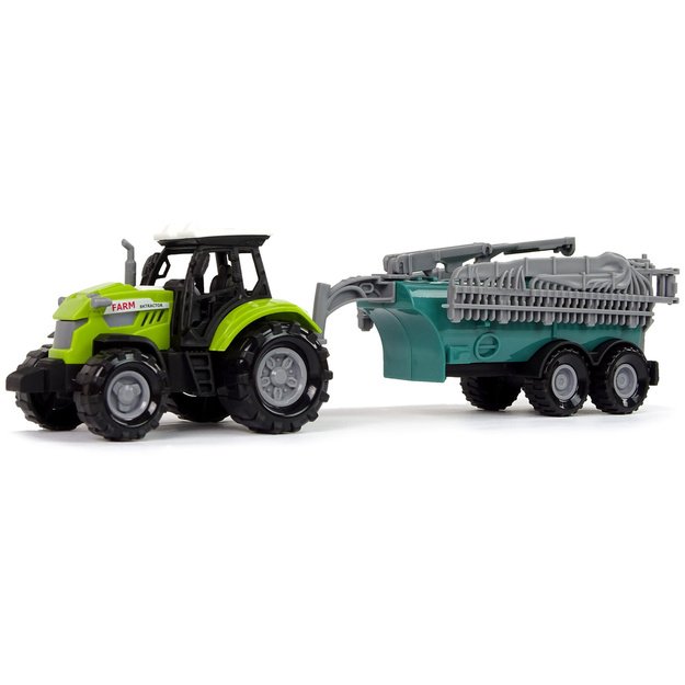 Žalias traktorius su purkštuvu, garso efektais 1