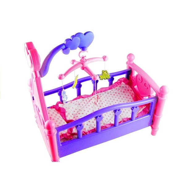 Didelė lėlių lovelė su karusele ir patalyne 5