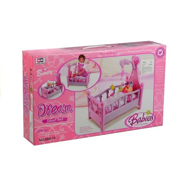 Didelė lėlių lovelė su karusele ir patalyne 14