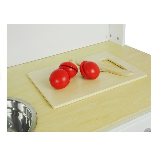 Medinė virtuvė vaikams Rožinė ir balta Paula atidarymo elementai 3