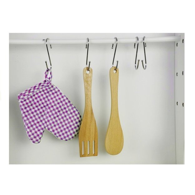 Medinė virtuvė vaikams Rožinė ir balta Paula atidarymo elementai 9