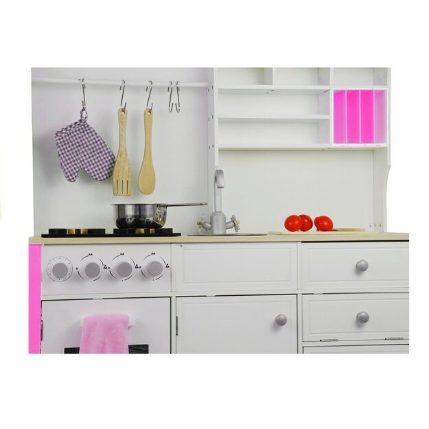 Medinė virtuvė vaikams Rožinė ir balta Paula atidarymo elementai 10