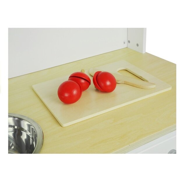 Medinė virtuvė vaikams Rožinė ir balta Paula atidarymo elementai 8