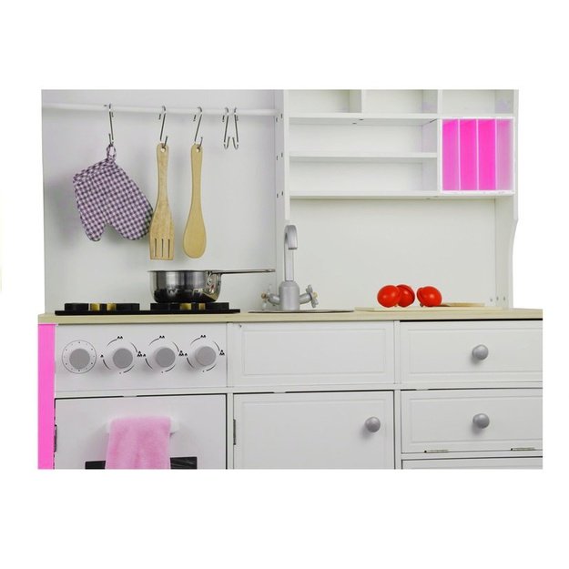 Medinė virtuvė vaikams Rožinė ir balta Paula atidarymo elementai 14