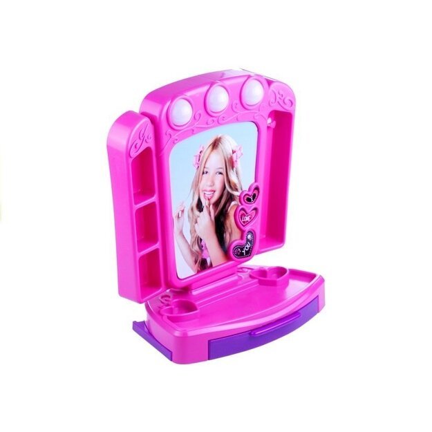 Dressing table with accesories and lights Pink