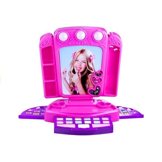 Dressing table with accesories and lights Pink