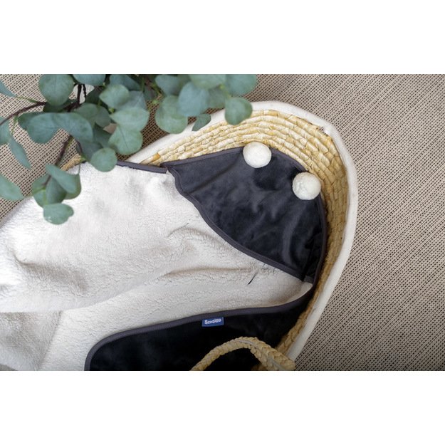 CARRY COT SWADDLE BLANKET PLUSH RAM 75X75 GRAPHITE 5