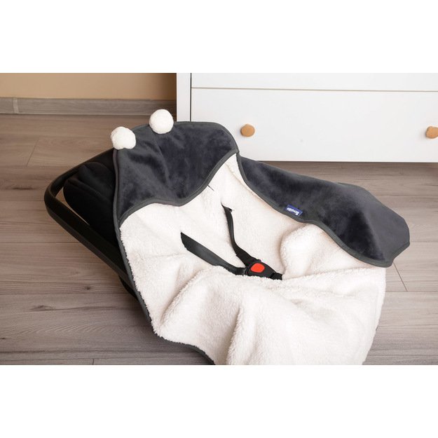 CARRY COT SWADDLE BLANKET PLUSH RAM 75X75 GRAPHITE 6