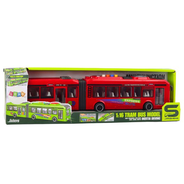 Articulated Bus Opening Doors Lights Sounds Red 1:16 3