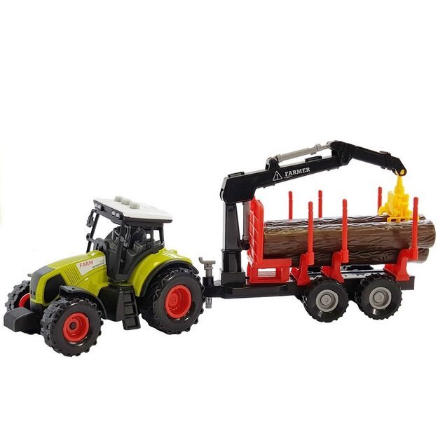 Tractor and forest trailer with wood