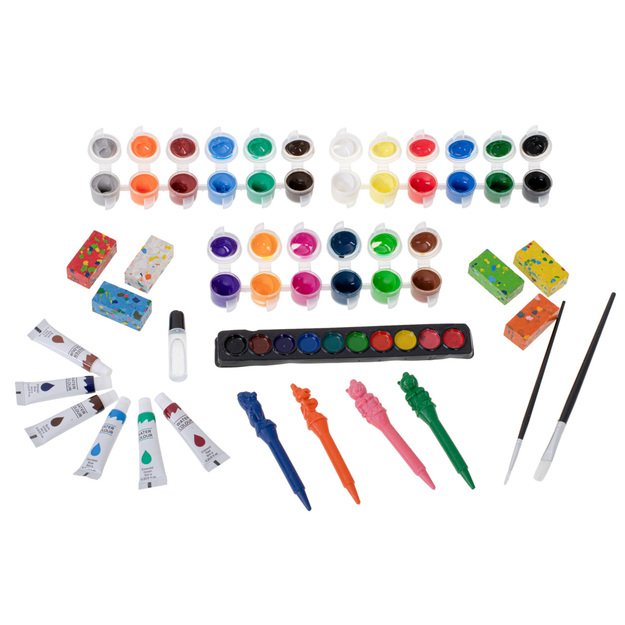 Dažymo ir piešimo rinkinys plastikiniame lagamine, 123 elementai. 2