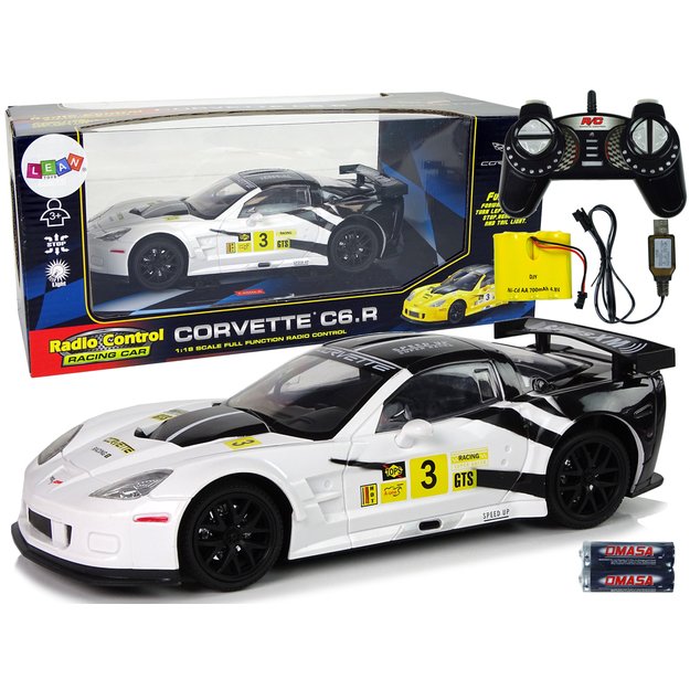 Lenktyninis sportinis automobilis R/C 1:18 Corvette C6.R White 2.4 G Lights