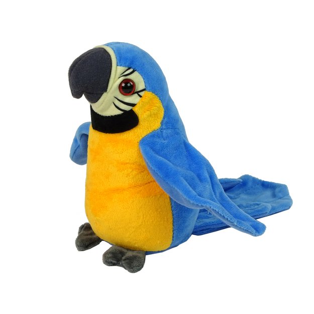 Interactive Talking Blue Parrot Repeating Words