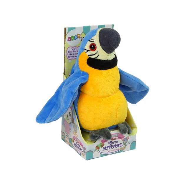 Interactive Talking Blue Parrot Repeating Words
