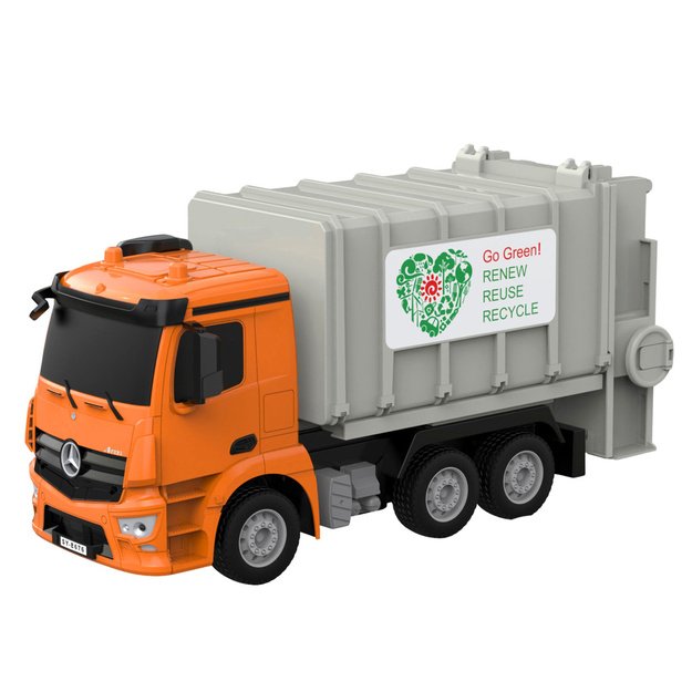 Mercedes-Benz Antos Remote Controlled Garbage Truck RC Orange 1:26 1