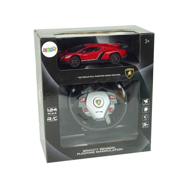 Remote Controlled Lamborghini Veneno Red 2.4 G Pilot Steering Wheel Sound Lights