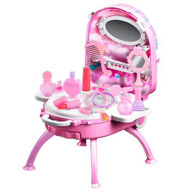 Beauty Set Dressing Table in a Suitcase 2 in 1 Accessories Unicorn Pink 3