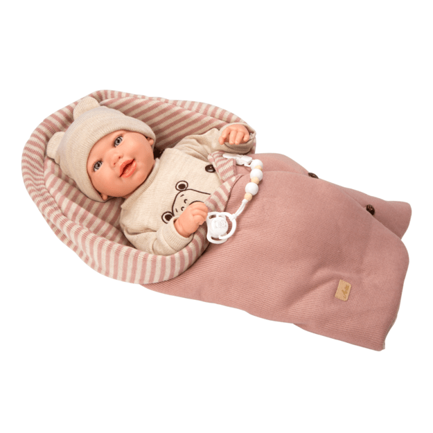 Arias Reborn lėlė kūdikėlis su smėlio spalvos rūbeliais, 45 cm 7