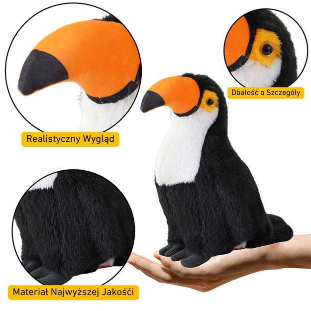 Plush Toucan Bird Plush Toy Mascot Cuddly Toy White 35cm