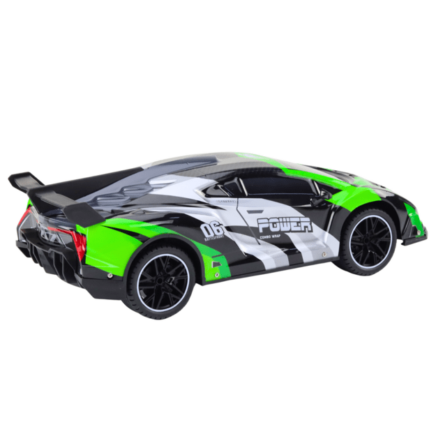 Sportinis automobilis Nuotoliniu būdu valdomas RC 1:10 25km/h žalios spalvos žibintai 2