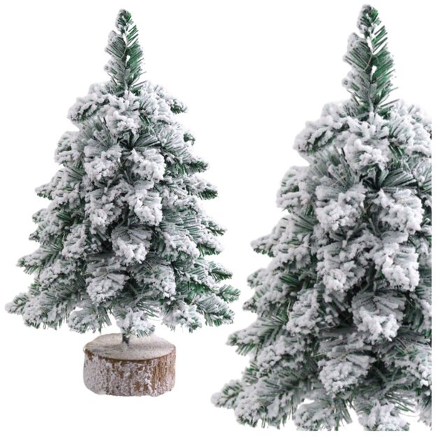 Decorative Artificial Christmas Tree on a Trunk Covered with Snow 60 x 16 cm