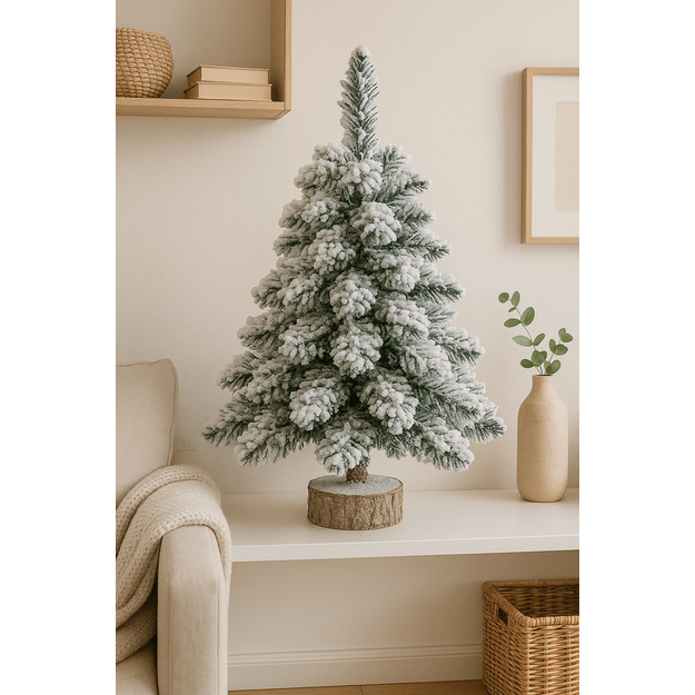 Decorative Artificial Christmas Tree on a Trunk Covered with Snow 60 x 16 cm 2