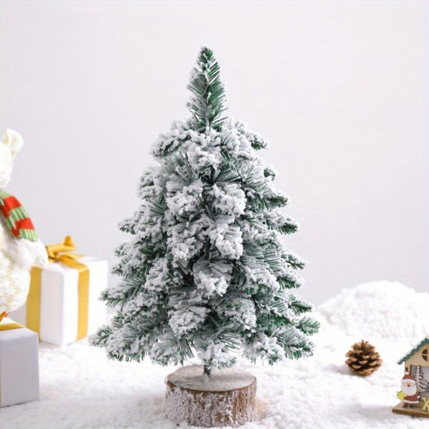 Decorative Artificial Christmas Tree on a Trunk Covered with Snow 60 x 16 cm 4