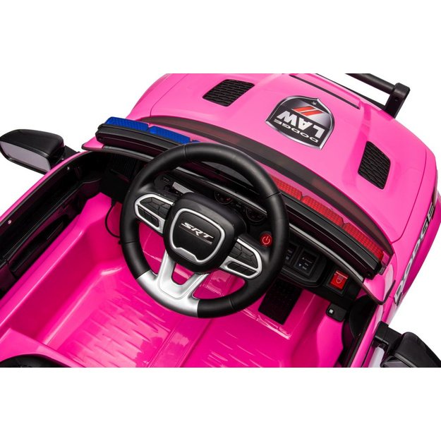 Akumuliatoriaus automobilis Dodge įkroviklis policijos rožinis 28