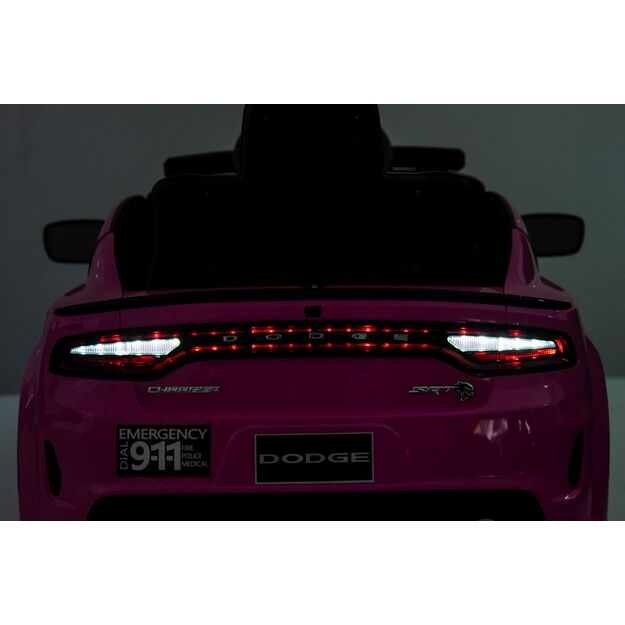 Akumuliatoriaus automobilis Dodge įkroviklis policijos rožinis 16