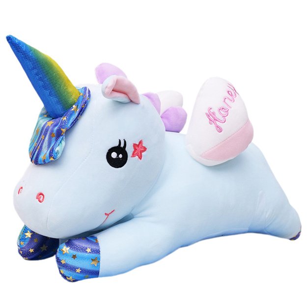 Plush Unicorn Cuddly Toy with Blanket 160x110cm Blue 55cm 2