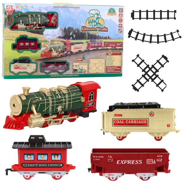 Electric Train Classic Train Lights Sounds Smoke 24 pcs.