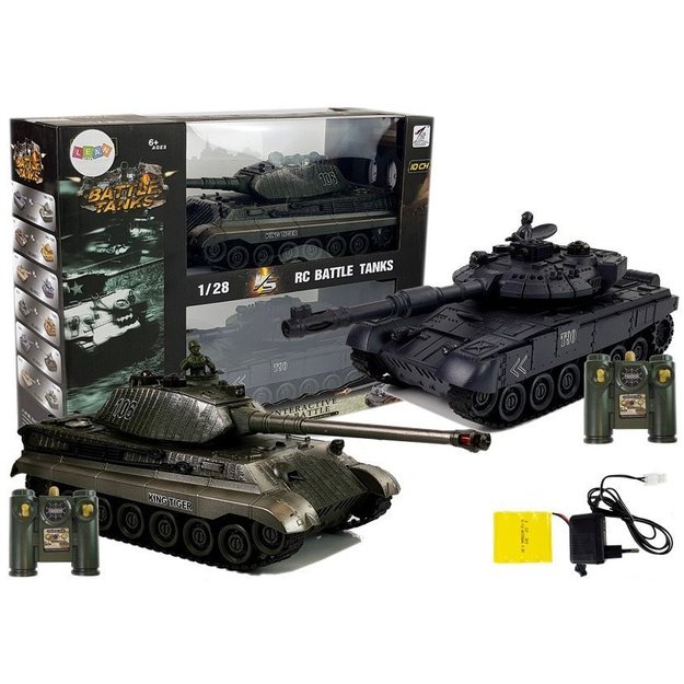 Remote Controlled Battle Tank R / C 1:28 Green and Black